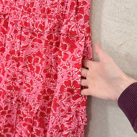 J. Crew Tiered Midi Dress Cotton Poplin Pink Red 12P - Picture 4 of 10